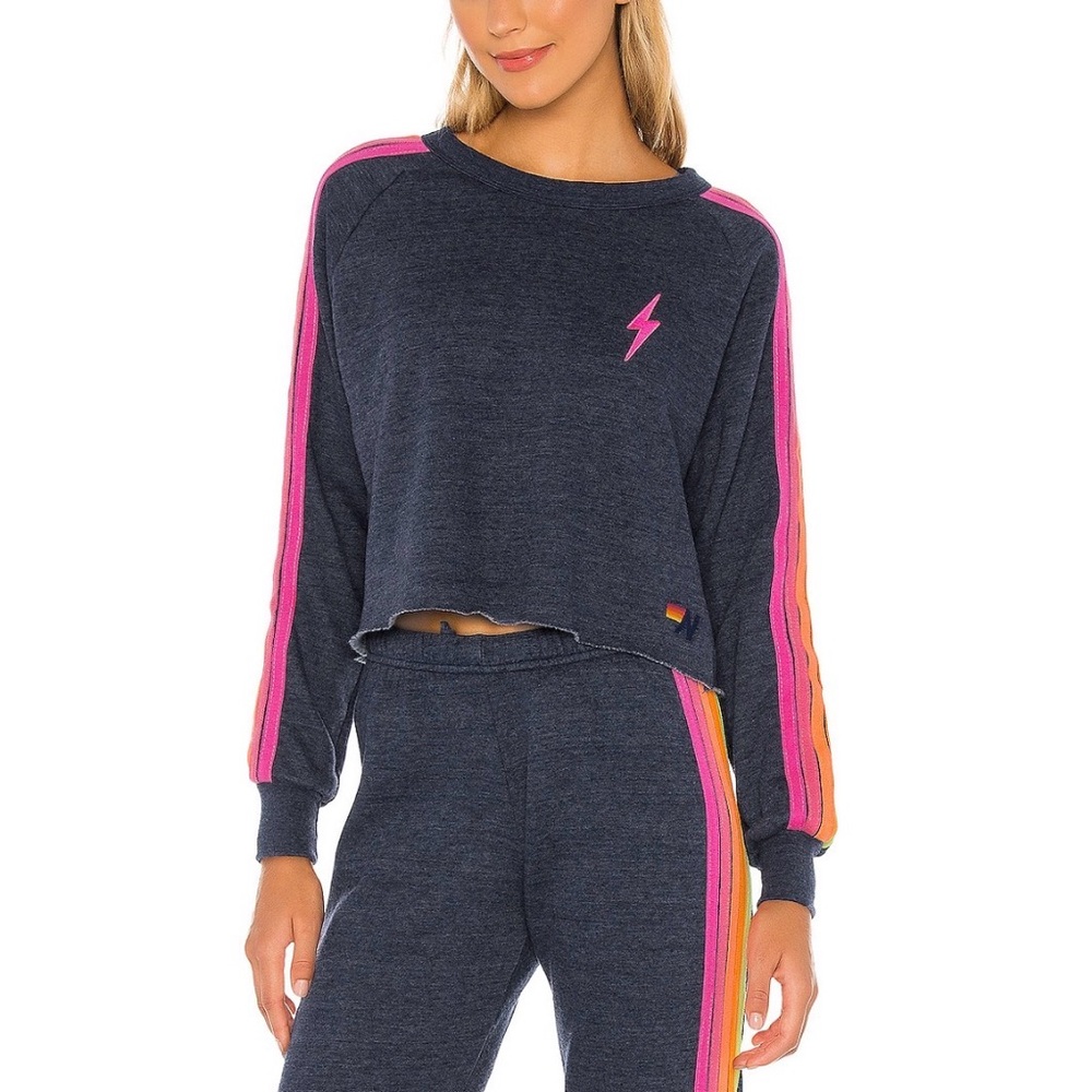Aviator Nation Bolt Cropped Crewneck